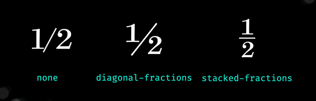 Image demonstrating the difference between the difference between stacked, diagonal or regular fractions